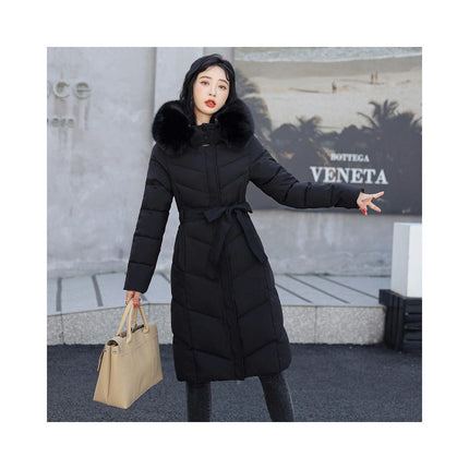 Women Thickened Warm Down Jacket with Faux Fur Hood Long Puffer Coat