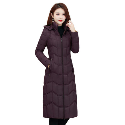 Women's Puffer Coats Thickened Warm Down Long Jacket Outwear with Hood