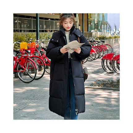 Women's Hooded Long Puffer Coat Winter Thickened Down Jacket Warm Outwear