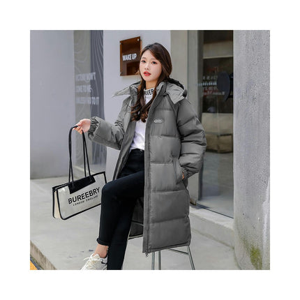 Women Long Quilted Coat Hooded Long Sleeve Puffer Jacket Padded Winter Outerwear