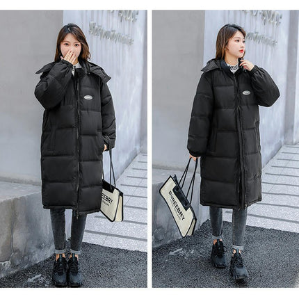 Women Long Quilted Coat Hooded Long Sleeve Puffer Jacket Padded Winter Outerwear