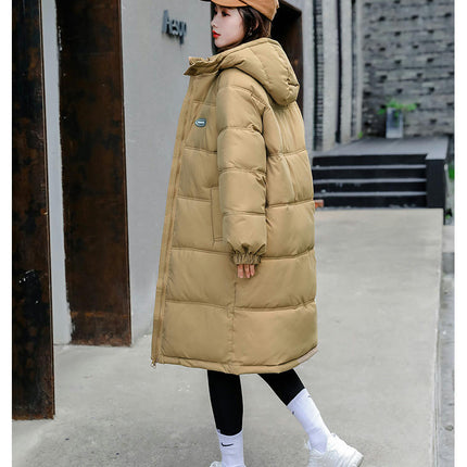 Women Long Quilted Coat Hooded Long Sleeve Puffer Jacket Padded Winter Outerwear