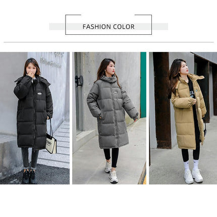 Women Long Quilted Coat Hooded Long Sleeve Puffer Jacket Padded Winter Outerwear