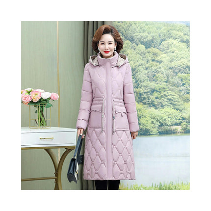 Women's Winter Thickened Down Jacket Long Down Coat Warm Outwear with Hood