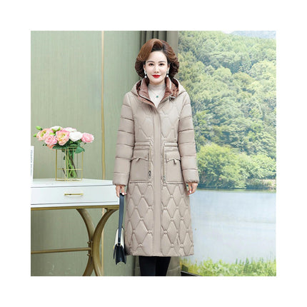 Women's Winter Thickened Down Jacket Long Down Coat Warm Outwear with Hood