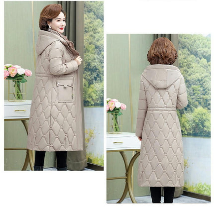 Women's Winter Thickened Down Jacket Long Down Coat Warm Outwear with Hood