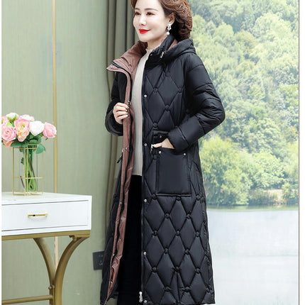 Women's Winter Thickened Down Jacket Long Down Coat Warm Outwear with Hood