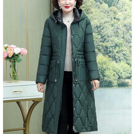 Women's Winter Thickened Down Jacket Long Down Coat Warm Outwear with Hood