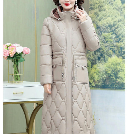 Women's Winter Thickened Down Jacket Long Down Coat Warm Outwear with Hood