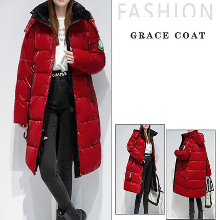 Long Puffer Coat For Women Hooded Winter Padded Jacket Outwear