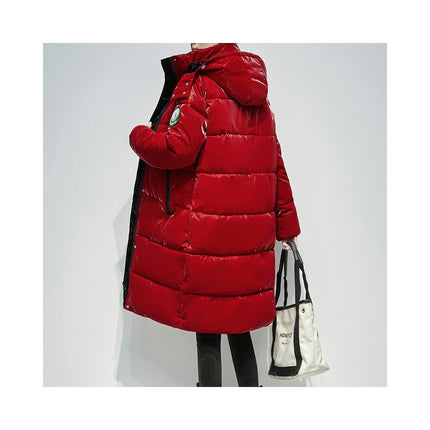 Long Puffer Coat For Women Hooded Winter Padded Jacket Outwear