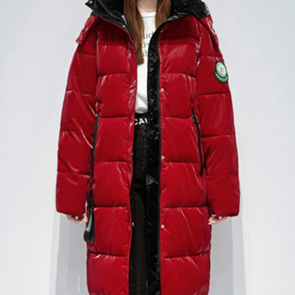 Long Puffer Coat For Women Hooded Winter Padded Jacket Outwear