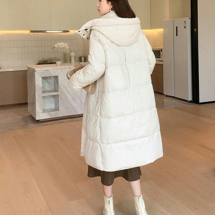 Winter Down Jacket Outerwear for Women Long Puffer Warm Hooded Coat