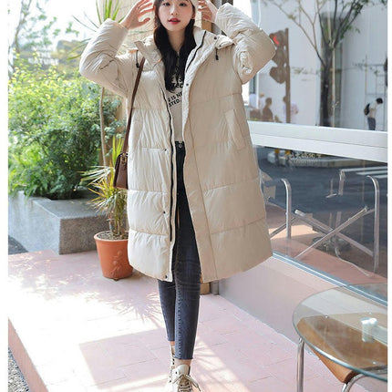 Winter Down Jacket Outerwear for Women Long Puffer Warm Hooded Coat