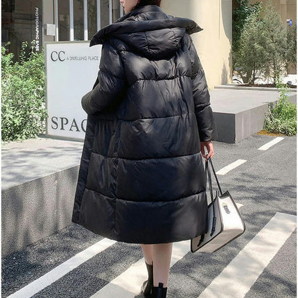 Winter Down Jacket Outerwear for Women Long Puffer Warm Hooded Coat