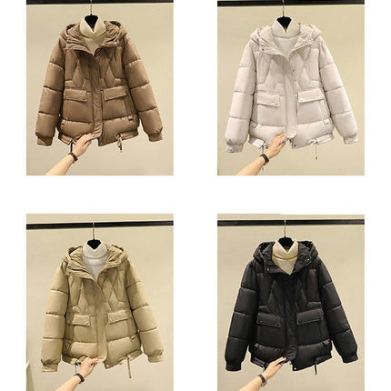 Women's Puffer Coat Long Sleeve Hooded Down Jacket Winter Short Quilted Outwear