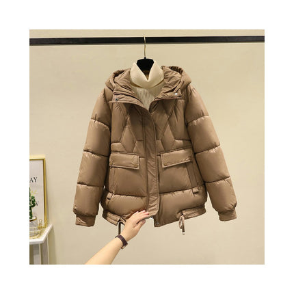 Women's Puffer Coat Long Sleeve Hooded Down Jacket Winter Short Quilted Outwear