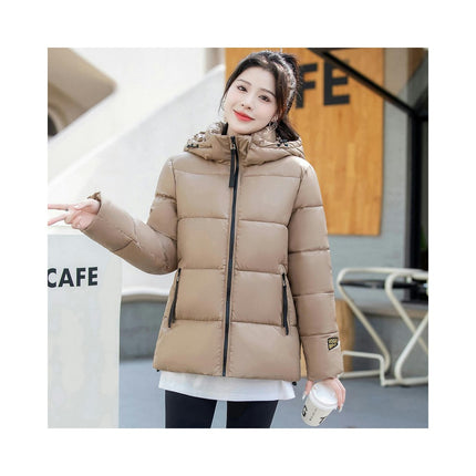 Women's Cropped Puffer Jacket Hooded Zip Up Puffy Padded Coat