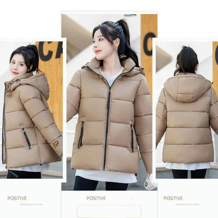 Women's Cropped Puffer Jacket Hooded Zip Up Puffy Padded Coat