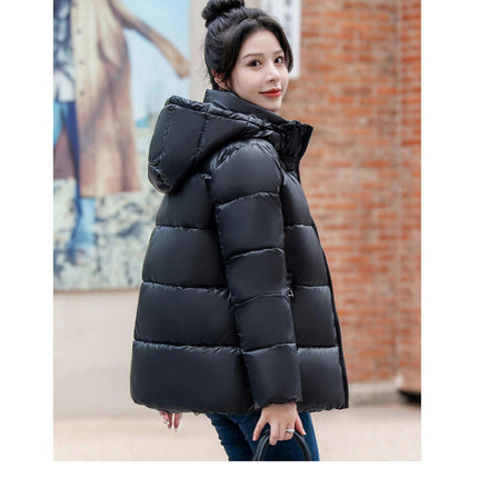 Women's Cropped Puffer Jacket Hooded Zip Up Puffy Padded Coat