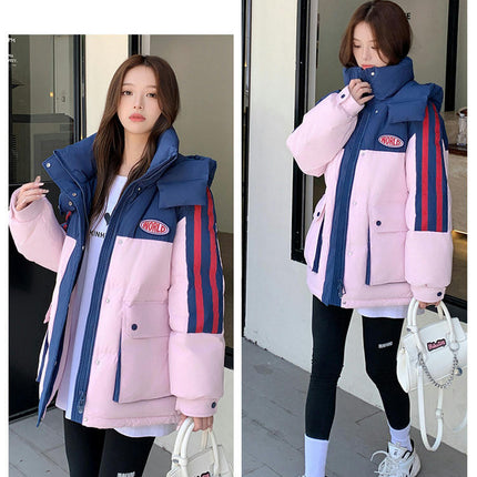 Womens Hooded Puffer Jacket Outwear Thicken Full-Zip Winter Warm Coat