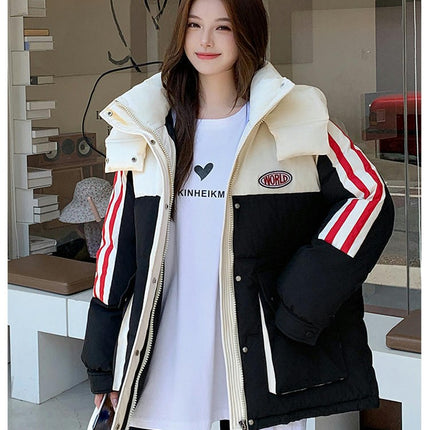 Womens Hooded Puffer Jacket Outwear Thicken Full-Zip Winter Warm Coat