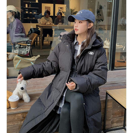 Women Long Quilted Coat Hooded Long Sleeve Puffer Padded Winter Jacket