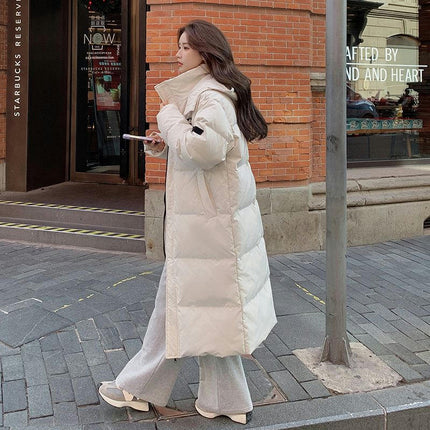 Women Long Quilted Coat Hooded Long Sleeve Puffer Padded Winter Jacket