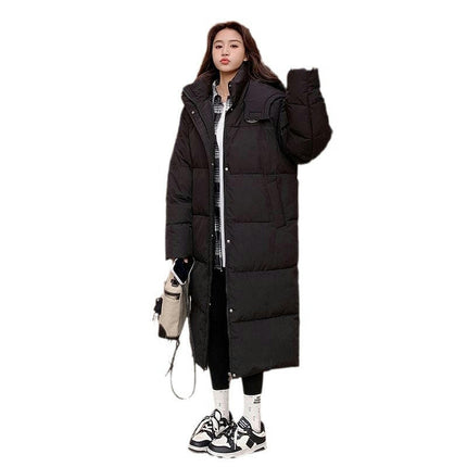 Women Long Quilted Coat Hooded Long Sleeve Puffer Padded Winter Jacket