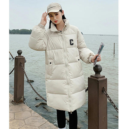 Womens Long Puffer Coat Long Sleeve Padded Winter Down Jacket