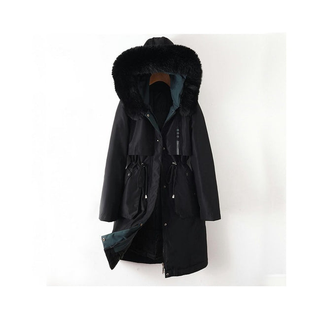 Women's Winter Lined Long Warm Parka Coat with Faux Fur Hood