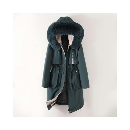 Women's Winter Lined Long Warm Parka Coat with Faux Fur Hood