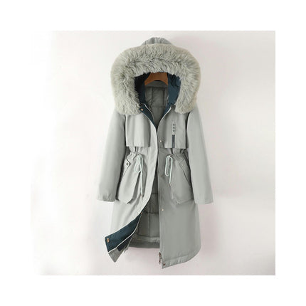 Women's Winter Lined Long Warm Parka Coat with Faux Fur Hood