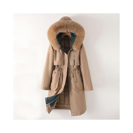 Women's Winter Lined Long Warm Parka Coat with Faux Fur Hood