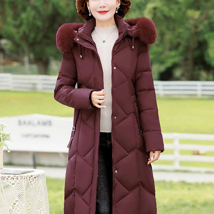 Women's Winter Puffer Coat Long Jacket with Faux Fur Removable Hood