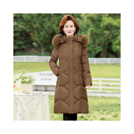 Women's Winter Puffer Coat Long Jacket with Faux Fur Removable Hood