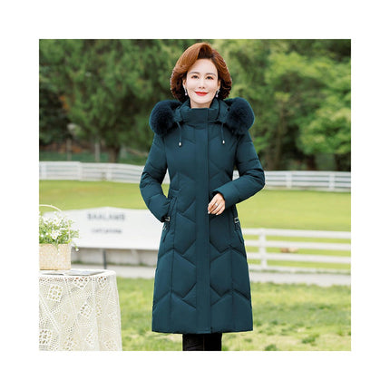 Women's Winter Puffer Coat Long Jacket with Faux Fur Removable Hood