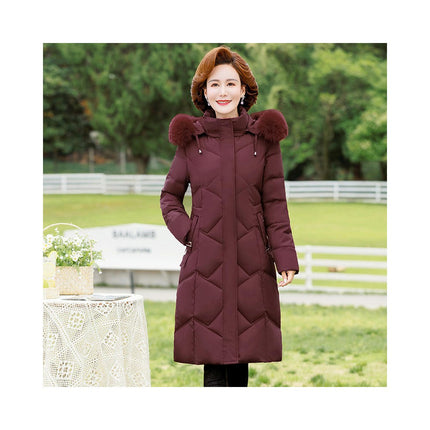 Women's Winter Puffer Coat Long Jacket with Faux Fur Removable Hood