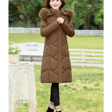 Women's Winter Puffer Coat Long Jacket with Faux Fur Removable Hood