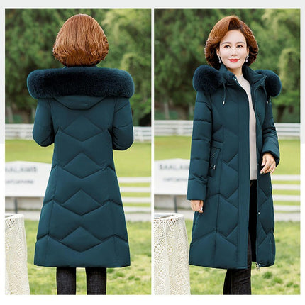 Women's Winter Puffer Coat Long Jacket with Faux Fur Removable Hood