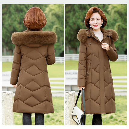 Women's Winter Puffer Coat Long Jacket with Faux Fur Removable Hood