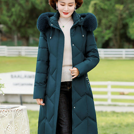 Women's Winter Puffer Coat Long Jacket with Faux Fur Removable Hood