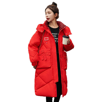 Women's Hooded Long Puffer Jacket Padded Winter Coat Outwear