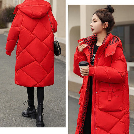 Women's Hooded Long Puffer Jacket Padded Winter Coat Outwear