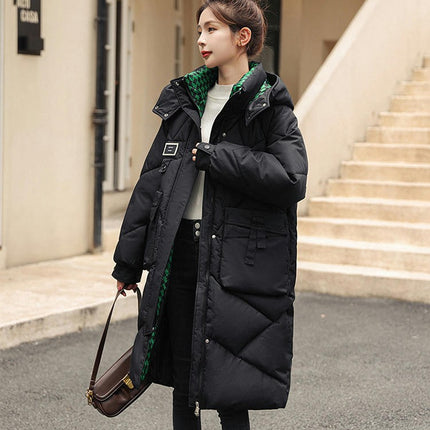 Women's Hooded Long Puffer Jacket Padded Winter Coat Outwear