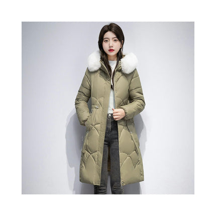 Women's Winter Coat Puffer Warm Long Jacket with Faux Fur Hood