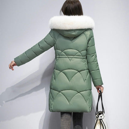 Women's Winter Coat Puffer Warm Long Jacket with Faux Fur Hood