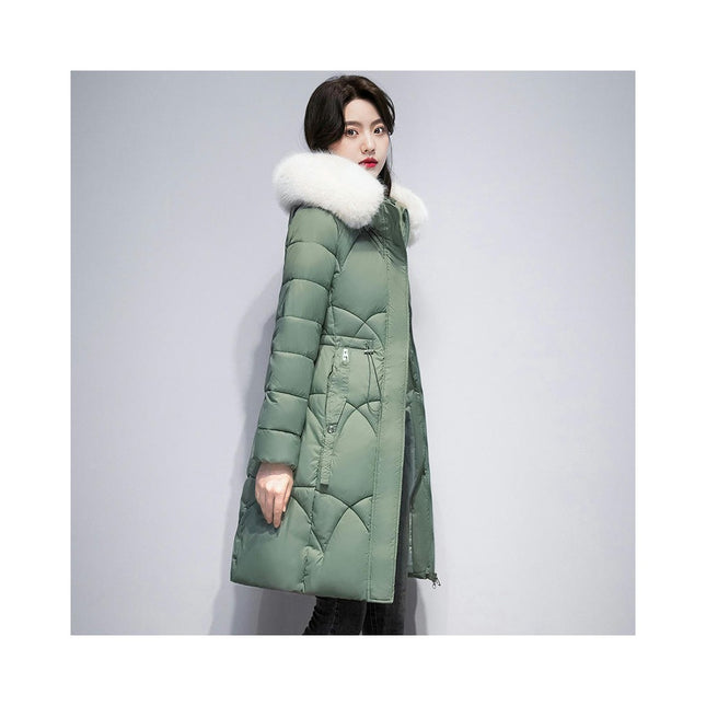 Women's Winter Coat Puffer Warm Long Jacket with Faux Fur Hood