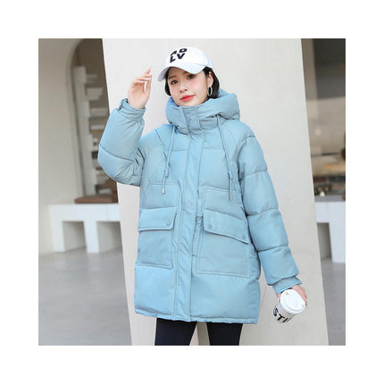 Women Winter Puffer Coat Warm Hooded Mid-Length Down Jacket Outwear