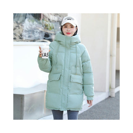 Women Winter Puffer Coat Warm Hooded Mid-Length Down Jacket Outwear